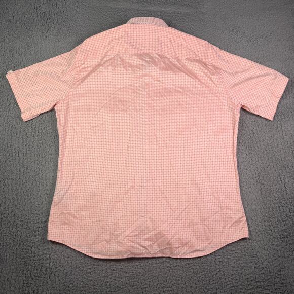 Maceoo Button Shirt Mens 6 2XL Galileo Blocks Orange Flip Cuff Italian Jacquard - Picture 6 of 9